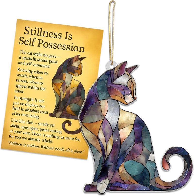 HONOCOOLS Store Cat Suncatcher Acrylic Ornament Window Hanging, Cats Christmas Ornament, Decorative Ornament for Window or Tree, Cat Car Charm Gifts for Women (Sun-71) - Image 1